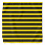 [ Thumbnail: Basic Bumble Bee Inspired Black + Yellow Stripes Bandana ]