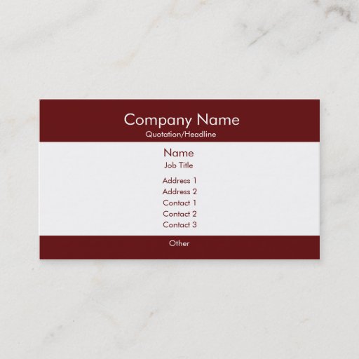 Customizable Basic Burgundy &amp; White Business Card Templates
