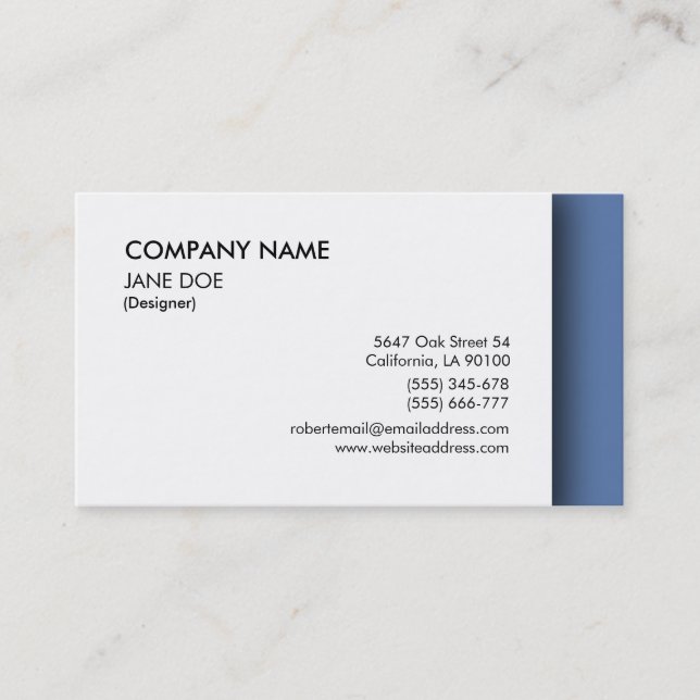 Basic Business Card with Blue Detail (Front)
