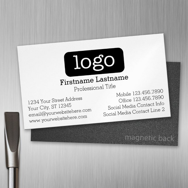 Basic Business Design Logo and Contact Information Card Magnet (Custom Business Card Magnet)