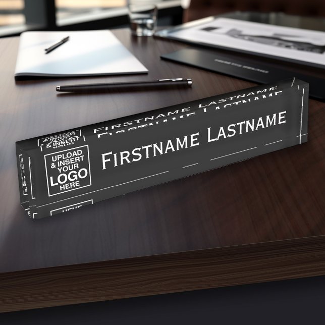 Basic Business Design with Logo and Full Name Plate (Personalized Name Plate - Custom Logo Executive Desk Plate with Name and Professional Title)