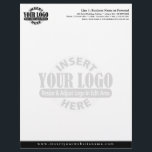 Basic Business Letterhead with WATERMARK<br><div class="desc">Black Accent - Upload Your Logo and insert your business information. This design includes a watermark of your logo in the background.</div>