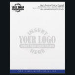 Basic Business Letterhead with WATERMARK<br><div class="desc">Blue Accent - Upload Your Logo and insert your business information. This design includes a watermark of your logo in the background.</div>