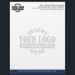 Basic Business Letterhead with WATERMARK<br><div class="desc">Blue Accent - Upload Your Logo and insert your business information. This design includes a watermark of your logo in the background.</div>