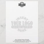 Basic Business Logo Centered with WATERMARK Letterhead<br><div class="desc">Upload Your Logo and insert your business information. This design includes a watermark of your logo in the background.
The logo is at the top and all company information is on the bottom.</div>