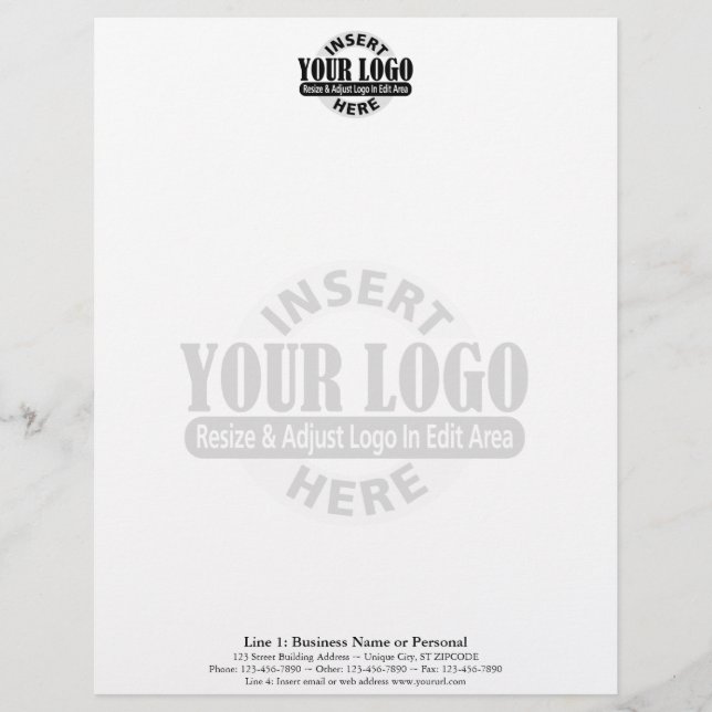 Basic Business Logo Centered with WATERMARK Letterhead (Front)