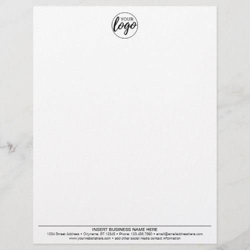 Basic Business Office Logo on Top and Contact Info Letterhead