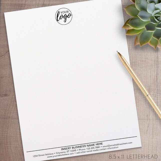 Basic Business Office Logo on Top and Contact Info Letterhead (Personalized Letterhead )