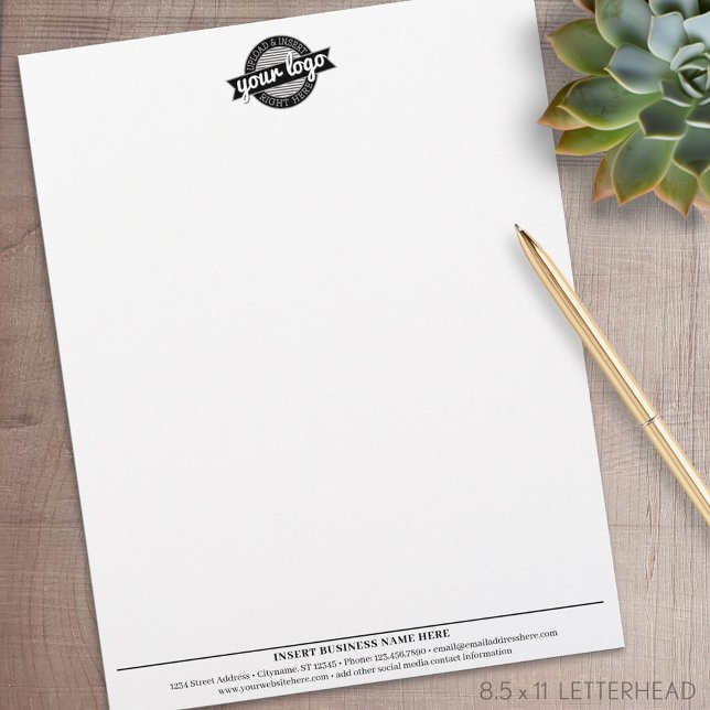 Basic Business Office Logo Top Contact Info Serif Letterhead (Personalized Letterhead )