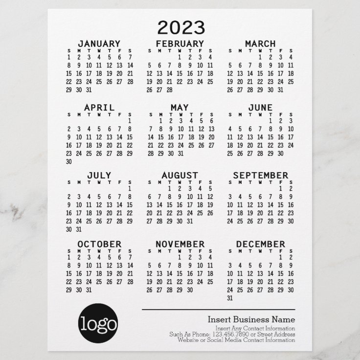 Basic Business Office Logo With 2023 Calendar Letterhead 