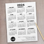 Basic Business Office Logo with 2024 Calendar Letterhead<br><div class="desc">Add your logo and corporate information for a no-frills,  professional calendar to hang around the office or add to planners and binders.</div>