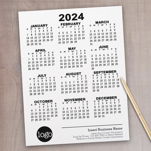 Basic Business Office Logo with 2024 Calendar Letterhead