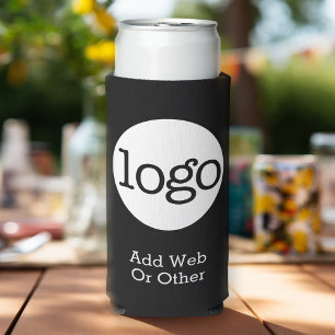 Basic Business or Office Logo Promotional Black Seltzer Can Cooler
