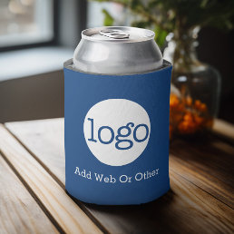 Basic Business or Office Logo Promotional Blue Can Cooler