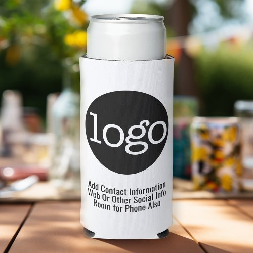 Basic Business or Office Logo Promotional White Seltzer Can Cooler