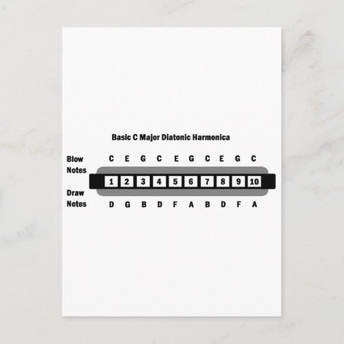 Basic C Major Diatonic Harmonica Postcard