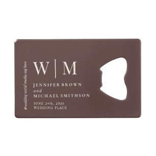 Basic Chocolate Brown Beige Formal Event Wedding Credit Card Bottle Opener