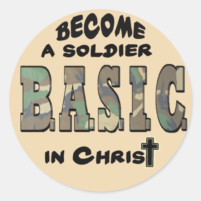 BASIC CHRISTIAN ACRONYM - SOLDIER IN CHRIST CLASSIC ROUND STICKER (Front)