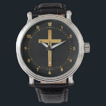 Basic Christian Cross Gold on Black Watch<br><div class="desc">Should you find an image or style of design you like, but you wish to see it on a different product, in different colours, saying a different name or word, or modified in other ways, please contact me at mail@galleryhakon.com and I will sort something out for you as quickly as...</div>