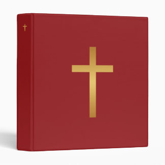 Basic Christian Cross Golden Ratio Gold Red 3 Ring Binder