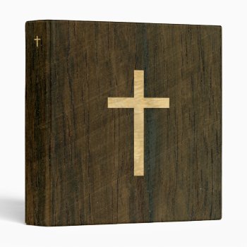 Basic Christian Cross Wooden Veneer Maple Rosewood 3 Ring Binder by Hakonart at Zazzle