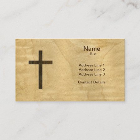 Basic Christian Cross Wooden Veneer Maple Rosewood Business Card