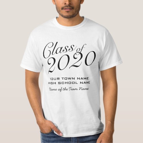 Basic Class of 2020 with School Name and Team Name T_Shirt