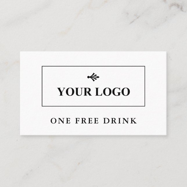 Basic Clean Black White Your Logo Drink Ticket (Front)