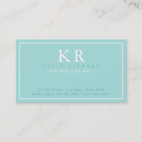 basic clean  clear turquoise blue presentation business card