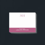 Basic Clean Initials White Fuchsia  Post-it Notes<br><div class="desc">Personalized notepads in white with fuchsia details. Your name,  initials,  and contact information.</div>