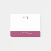 Basic Clean Initials White Fuchsia  Post-it Notes