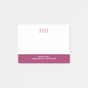 Basic Clean Initials White Fuchsia  Post-it Notes