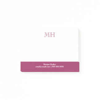 Basic Clean Initials White Fuchsia  Post-it Notes