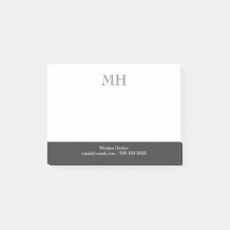 Basic Clean Initials White Gray Post-it Notes