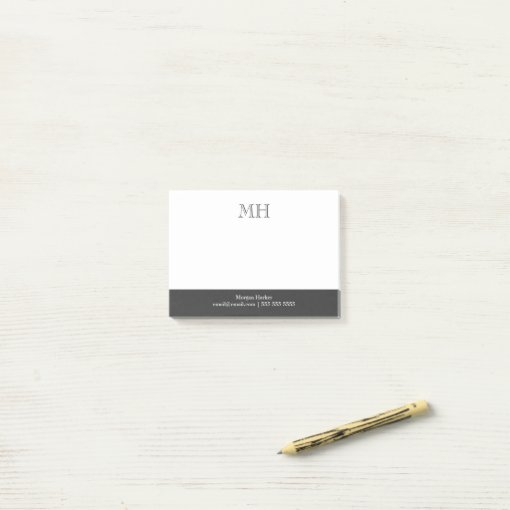 Basic Clean Initials White Gray Post-it Notes | Zazzle