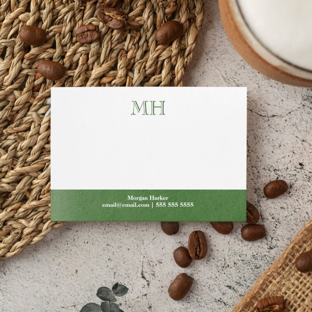 Basic Clean Moss Green White Initials Post-it Notes (Creator Uploaded)