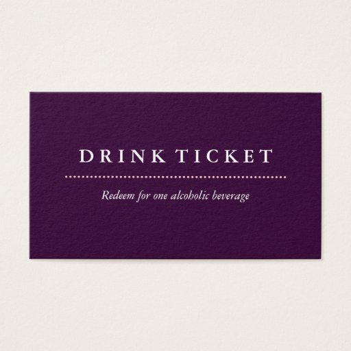 Customizable Basic Clean Plum Drink Ticket Business Card Template