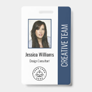 Basic Company Logo Photo Blue Employee ID Badge