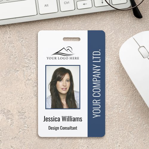 Basic Company Logo Photo Blue Employee Security Badge