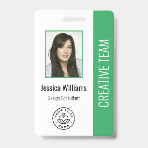 Basic Company Logo Photo Green Employee ID Badge