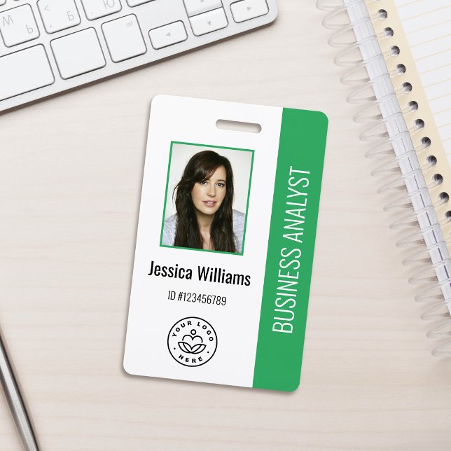 Basic Company Logo Photo Green Employee ID Badge (Creator Uploaded)