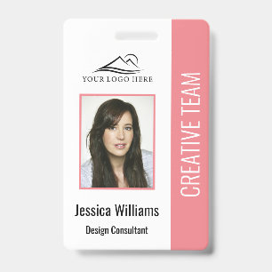 Basic Company Logo Photo Pink Employee Security Badge