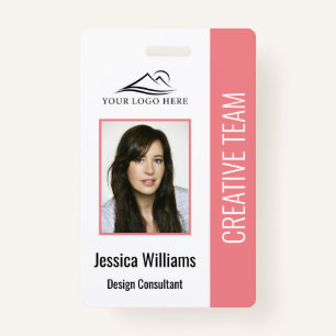 Basic Company Logo Photo Pink Employee Security Badge