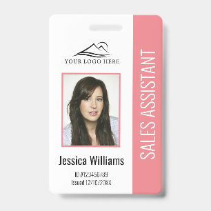 Basic Company Logo Photo Pink Employee Security Badge