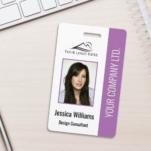 Basic Company Logo Photo Purple Employee Security Badge