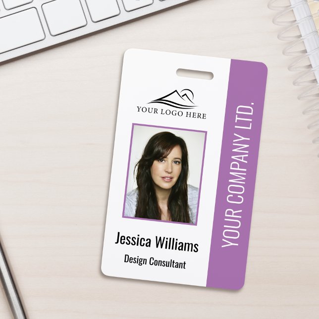 Basic Company Logo Photo Purple Employee Security Badge (Creator Uploaded)