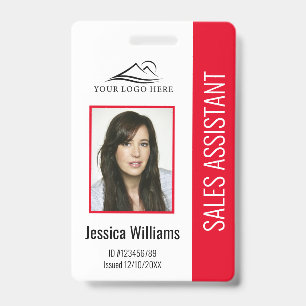 Basic Company Logo Photo Red Employee Security Badge