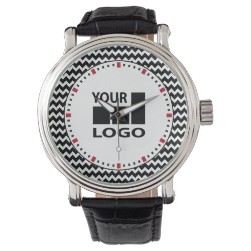 Basic Company Logo Simple Red Black White ZigZag Watch