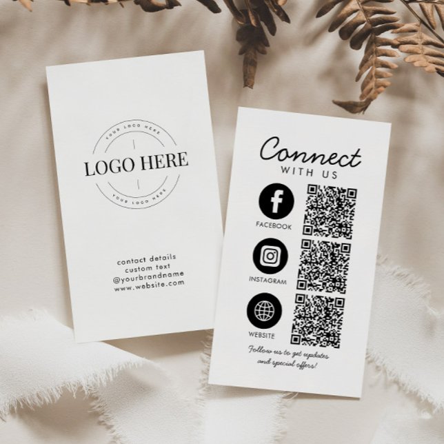 Basic Connect with Us QR Code Website Social Media Business Card (Creator Uploaded)