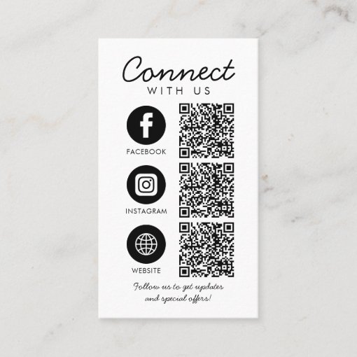 Basic Connect with Us QR Code Website Social Media Business Card | Zazzle